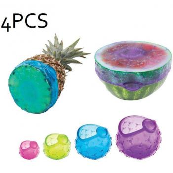Wiederverwendbare Silikon‑Frischumschläge – 4 Stück – Küchenaccessoire