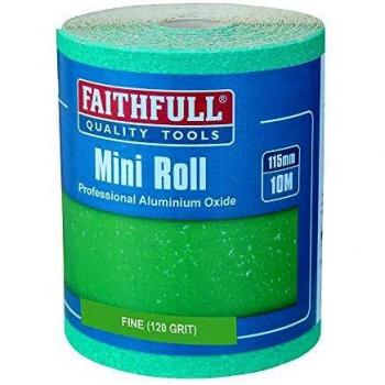 Faithfull 000351 Aluminium Oxide Sanding Paper Roll Green 115Mm X 10M 120G