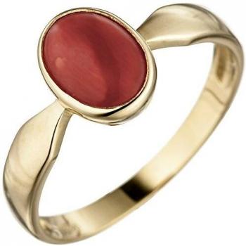 Korallen-Glanz Ring JOBO 58 – 333 Gold, Gelbgold, rot