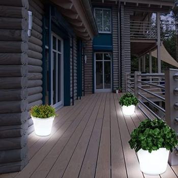 Vaso da Fiori Illuminante LED Solare in Bianco Satinato