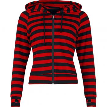 Kapuzensweater „Cat‑Ears“ mit Streifen, schwarz/rot, S bis XL, Damen