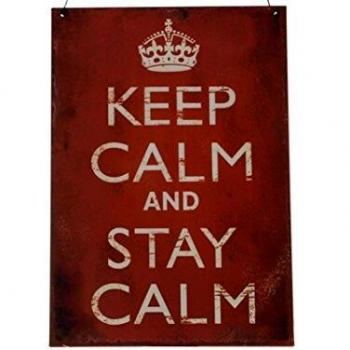 Retro‑Türplakette in antiker Optik – „Stay Calm und Ruhe finden“