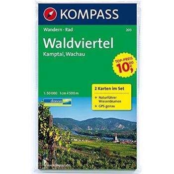 Carta escursionistica n. 203. Austria. Ad est delle Alpi. Vienna... Waldviertel, Kamptal, Wachau 1:50.000
