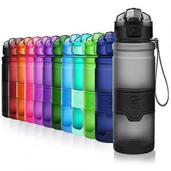ZOUNICH Best Sports Water Bottle 400ml BPA Free Tritan Drink Bottle with Times to Drink & Fruit Infuser Filter & Lock Cover