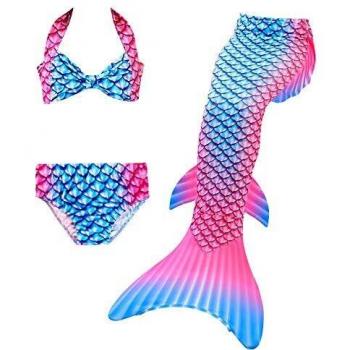 Hejin Mädchen Meerjungfrauenschwanz Bademode – 3‑teiliger Bikini + Schwanz