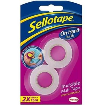 Sellotape On-Hand Refill Invisible Tape 18mm x 15m (Pack of 2)