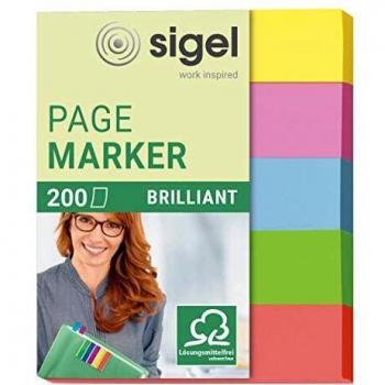 Sigel Haftmarker Brillant in der Größe von 50 x 60 mm mini, fünffarbig und Inhalt:200