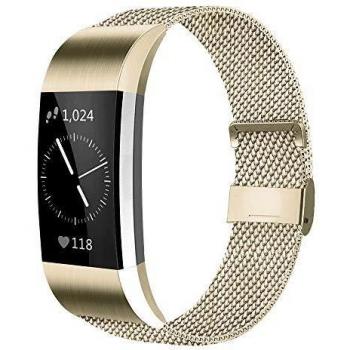AK For Fitbit Charge 2 Strap (Champagne Gold, L)