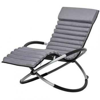 Chaise longue pliable rocking chair design contemporain gris noir