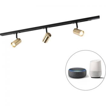 QAZQA Wireless Track Light Set – Black & Gold, 3‑GU10 LEDs (Iconic Jeana)
