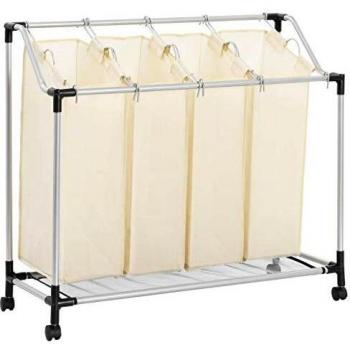 4-Bag Laundry Sorter in Cream Steel