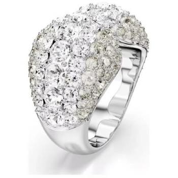 Anello da cocktail Swarovski Sublima placcato rodio con cristalli bianchi, taglio rotondo, taglia 55