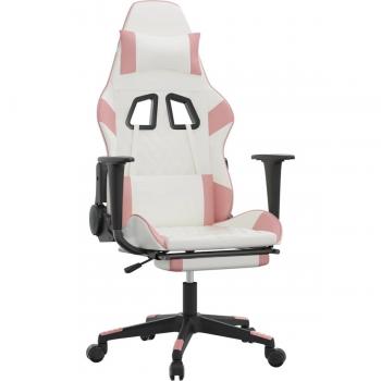 VidaXL Gaming-Stuhl in Weiß und Rosa mit Massage