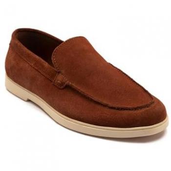 Brown Leather Casual Loafers – Slip‑On, Faldo Brand