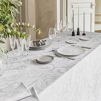 Nappe antitache déperlant en pur coton gris 174x364 cm Grace Perle Garnier Thiebaut