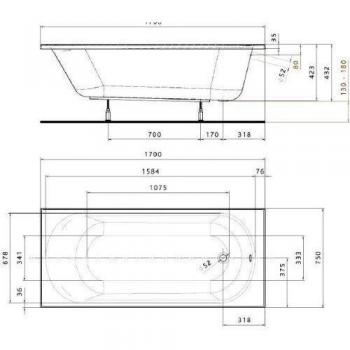 Megabad Profi Collection Körperform-Badewanne 170 x 75 cm