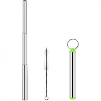 Stainless Steel Reusable Straw for Beer with Cleaning Brush and Carrying Pouch