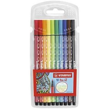 ROTULADOR STABILO ACUARELABLE PEN 68 ESTUCHE DE 10 UNIDADES COLORES SURTIDOS