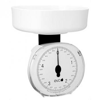 Bilancia meccanica da cucina in plastica, capacità 5 kg, precisione 20 grammi, colore bianco
