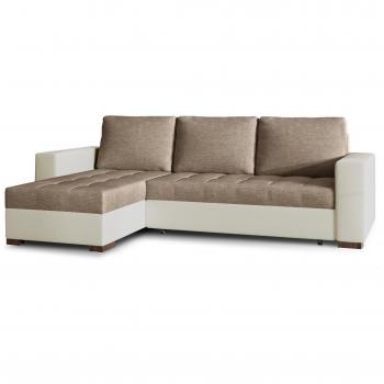 Canapé d'angle Zelly convertible en tissu et simili cuir