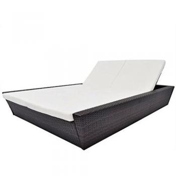 Lettino Prendisole, Sdraio da giardino con Cuscino Polyrattan Marrone Vidaxl