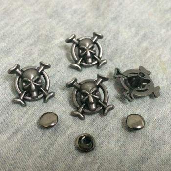 50PCS 15X15MM Antique Silver Cross Skull Rivets for Punk Accessories