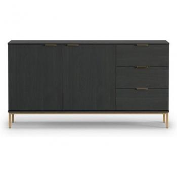 Sideboard MALAGAS K2D3SZ – Kommoden‑Design, 2 Türen, 3 Schubladen, Nachtblau/Schwarz, Metallgestell Altgoldoptik