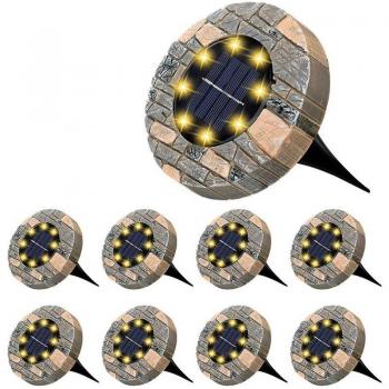 Lumières de jardin solaires 8 paquets 16 LED IP65 blanc