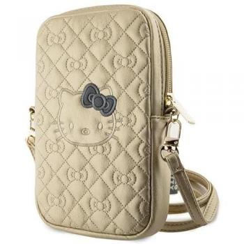 Borsa Hello Kitty oro a tracolla per smartphone con fiocchi