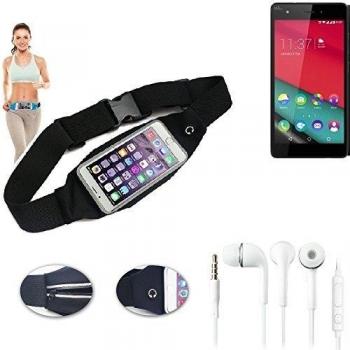 Bolso de bandolera a prueba de agua para Wiko Pulp, negro + auriculares