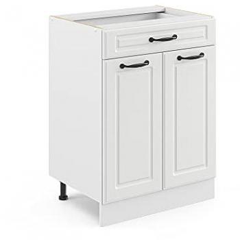Meuble de cuisine R-Line 60 cm, tiroir, blanc campagne