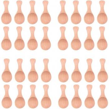 32Pcs Small Wooden Condiment Spoons