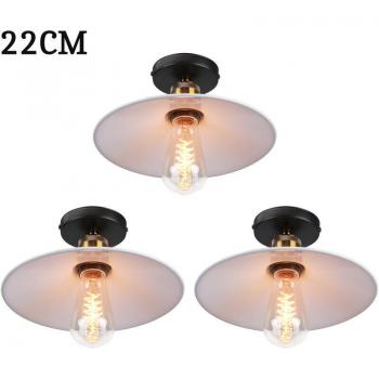 Plafonnier Métal Rétro Axhup E27 220mm Blanc 3PCS