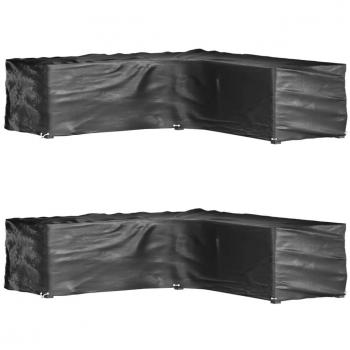 Housses de mobilier de jardin en forme de L 2 pièces 16 œillets 285x285x70 cm