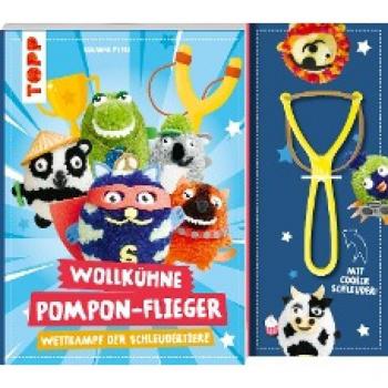 Wollkühne Pompon-Flieger. Mit Schleuder