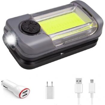 White Red COB LED Flashlight Lantern with Mobile Power Bank for Camping