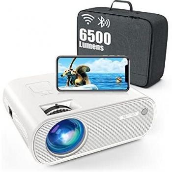 Bluetooth & WiFi 6500-Lumen Mobile Projector (TOPTRO) – 1080p Full HD with Carrying Case