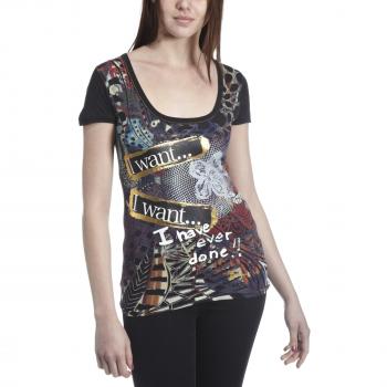 Desigual Damen Shirt, 11T2400, Schwarz (NEGRO2000)