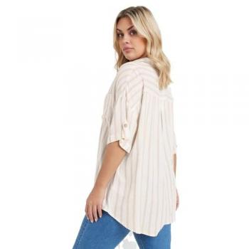 Soft Linen Stripe Dress Shirt – Cream, 34/36