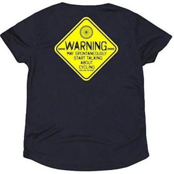 Navy Blue Women's Cycling Performance Tee – FB Warning V‑Neck Design