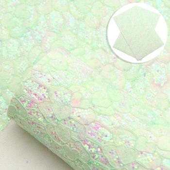 Tissu pour bricolage 20x33cm dentelle cœur pailleté