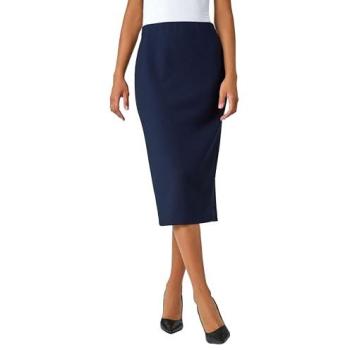Roman Women's Navy Textured Pencil Midi Skirt, Size 20, Stretch Waist