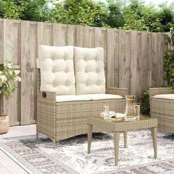 Panca Reclinabile da Giardino con Cuscini Beige in Polyrattan cod mxl 111707