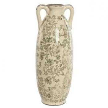 Maceta de Gres con Motivo de Hoja – Home ESPRIT 13×13 cm