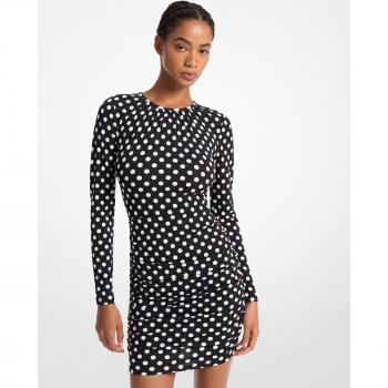 Michael Kors Ruched Mini Dress – Black/White, Size M