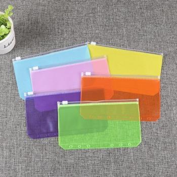 5PCS A5 Transparent Zipper Storage Bags with 6 Holes
