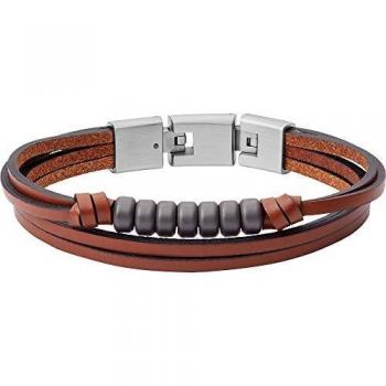 Collana Fossil da Uomo con Bracciale Intrecciato in Metallo