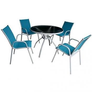 Conjunto de mesa 100 cm y 4 sillas África azul