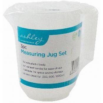 3pc White Plastic Measuring Jug Set