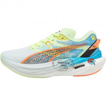 Puma Deviate Nitro 3 Damen Laufschuhe Marathon Serie Blau Grün 39